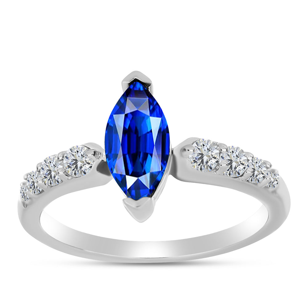 Inel din Argint 925 ( 2.19 grame ) cu Safir Albastru Australian și Topaz Alb 1.97 Carate 3 