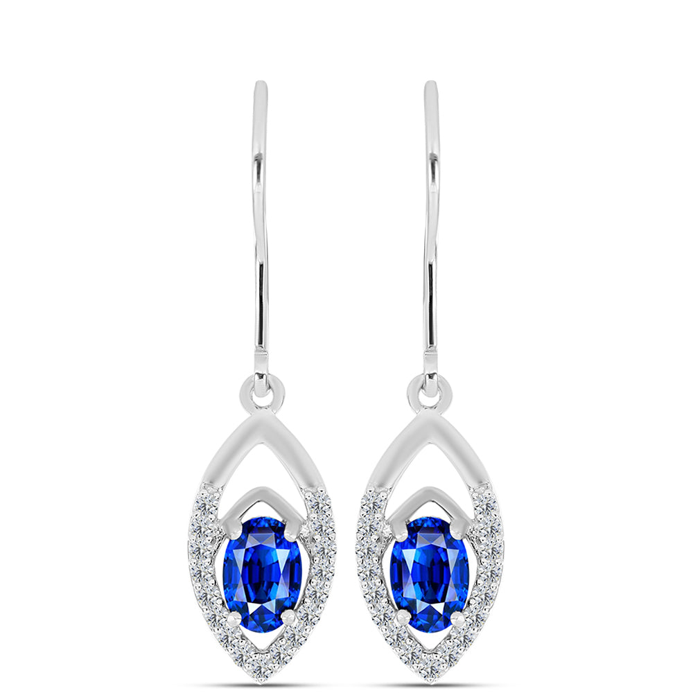 Cercei din Argint 925 ( 2.16 grame ) cu Safir Albastru Australian și Topaz Alb 1.58 Carate 1 