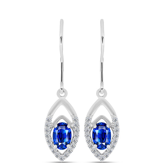Cercei din Argint 925 ( 2.16 grame ) cu Safir Albastru Australian și Topaz Alb 1.58 Carate