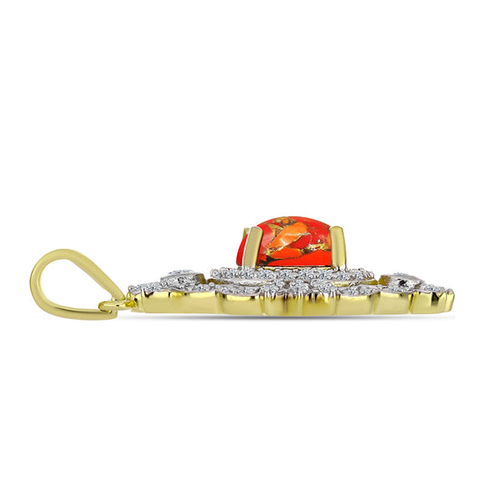 Pandantiv din Argint 925 Placat cu Aur ( 2.42 grame ) cu Turcoaz Mohave și Topaz Alb 1.56 Carate