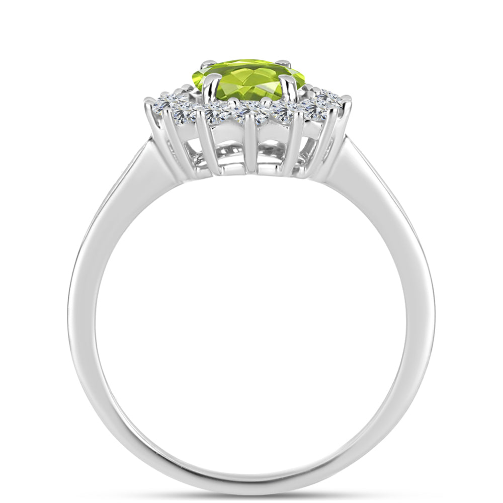 Inel din Argint 925 ( 2.64 grame ) cu Peridot Changbai și Topaz Alb 1.58 Carate