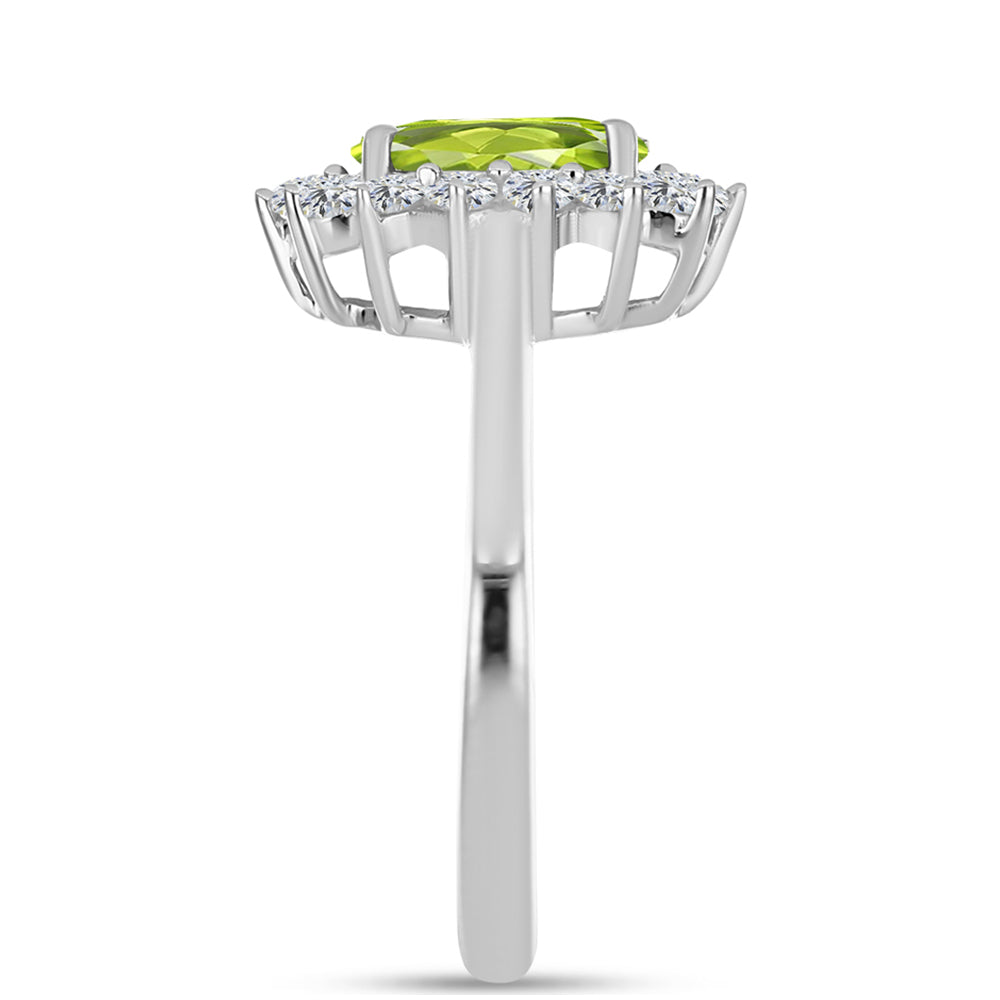 Inel din Argint 925 ( 2.64 grame ) cu Peridot Changbai și Topaz Alb 1.58 Carate 4 
