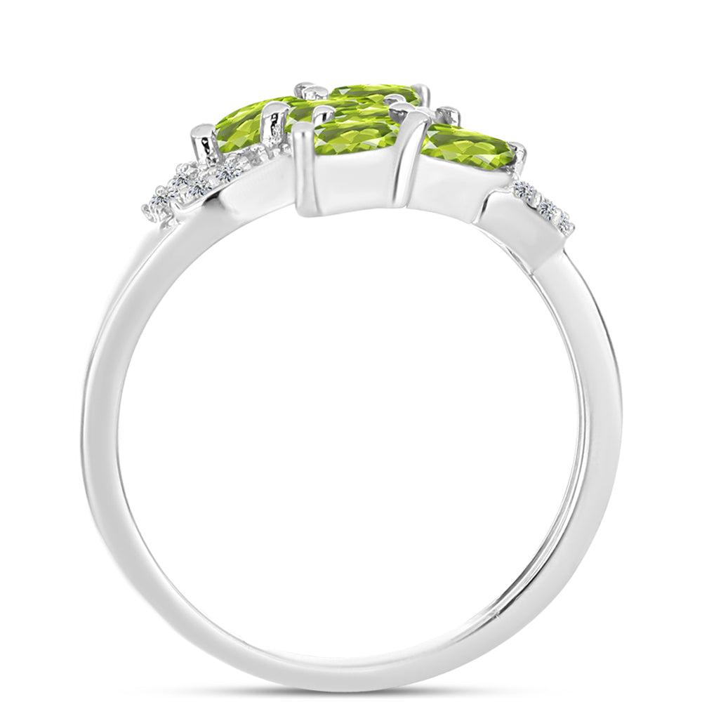 Inel din Argint 925 ( 2.46 grame ) cu Peridot Changbai și Topaz Alb 1.03 Carate 2 