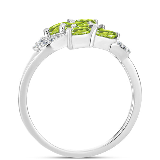 Inel din Argint 925 ( 2.46 grame ) cu Peridot Changbai și Topaz Alb 1.03 Carate