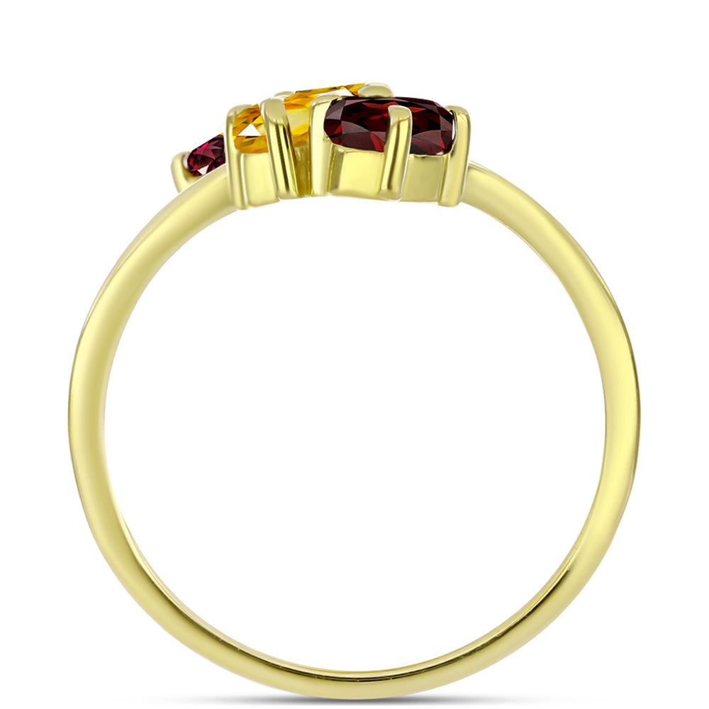 Inel din Argint 925 Placat cu Aur ( 3.1 grame ) cu Ametist Marocan și Citrin Ural 2.38 Carate 2 