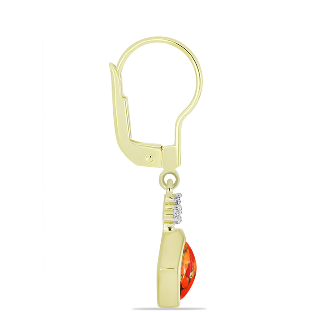 Cercei din Argint 925 Placat cu Aur ( 2.37 grame ) cu Turcoaz Mohave și Topaz Alb 1.33 Carate