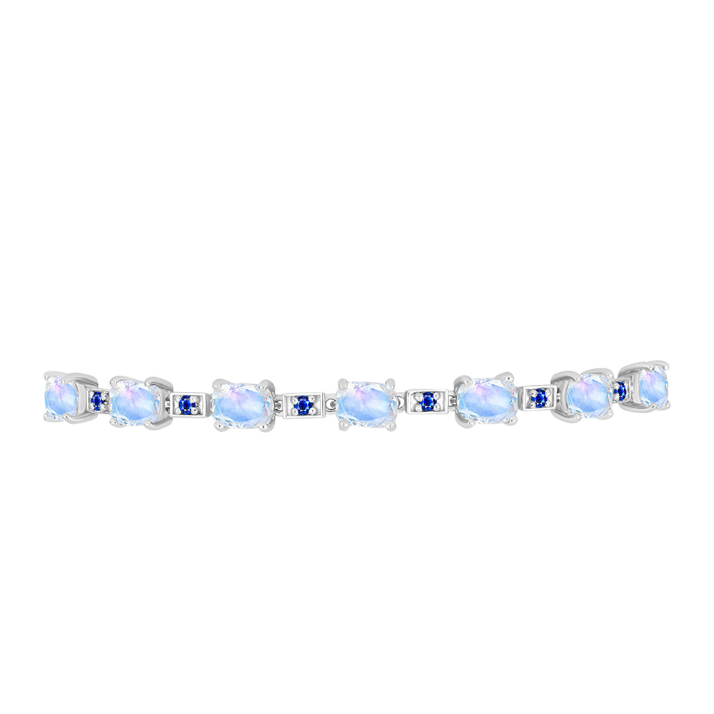 Brățară din Argint 925 ( 5.71 grame ) cu Safir Albastru Australian și Piatra Lunii Curcubeu 6.38 Carate 2 