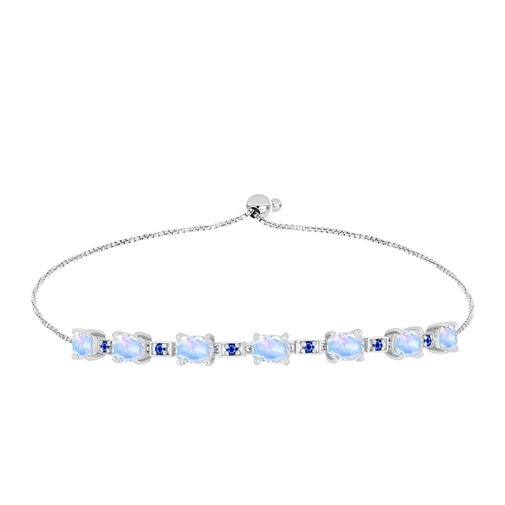 Brățară din Argint 925 ( 5.71 grame ) cu Safir Albastru Australian și Piatra Lunii Curcubeu 6.38 Carate 1 