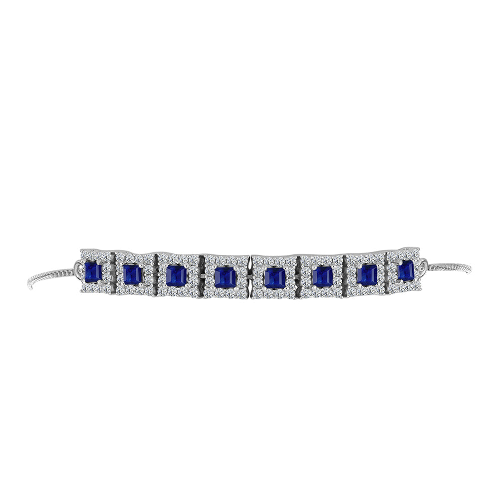 Brățară din Argint 925 ( 7.67 grame ) cu Safir Albastru Australian și Topaz Alb 3.65 Carate