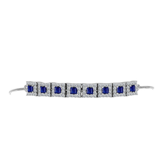 Brățară din Argint 925 ( 7.67 grame ) cu Safir Albastru Australian și Topaz Alb 3.65 Carate