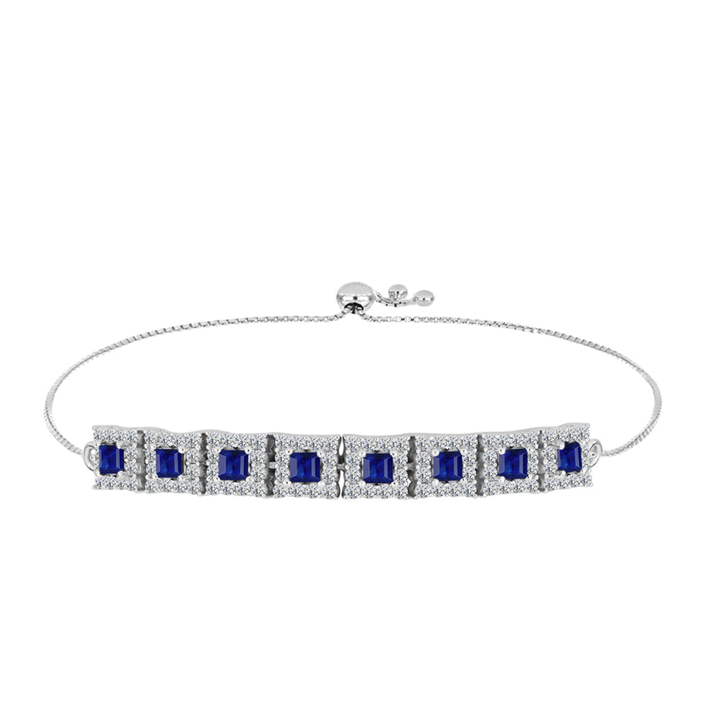 Brățară din Argint 925 ( 7.67 grame ) cu Safir Albastru Australian și Topaz Alb 3.65 Carate 1 