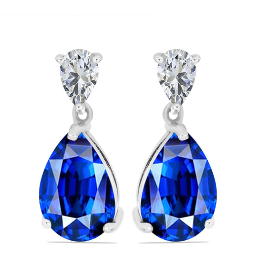 Cercei din Argint 925 ( 2.06 grame ) cu Safir Albastru Australian și Topaz Alb 10.03 Carate