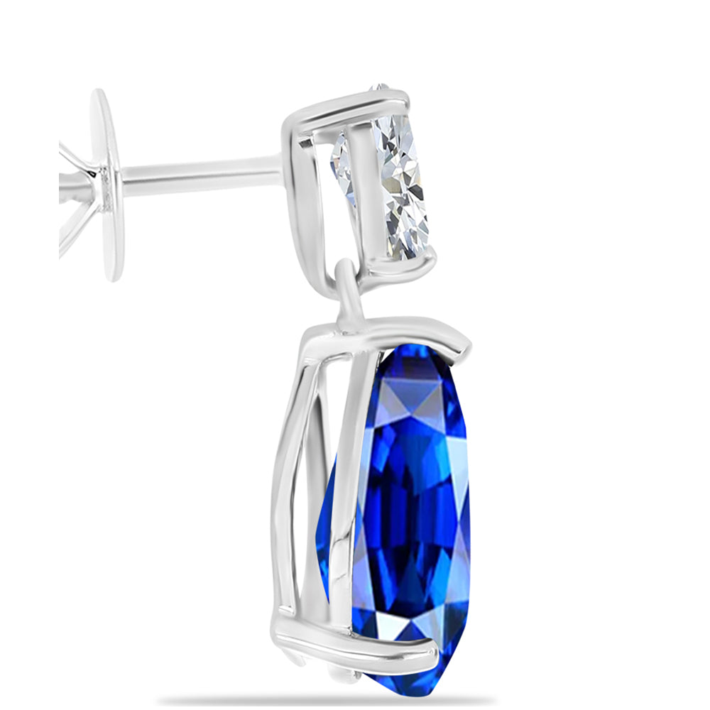 Cercei din Argint 925 ( 2.06 grame ) cu Safir Albastru Australian și Topaz Alb 10.03 Carate