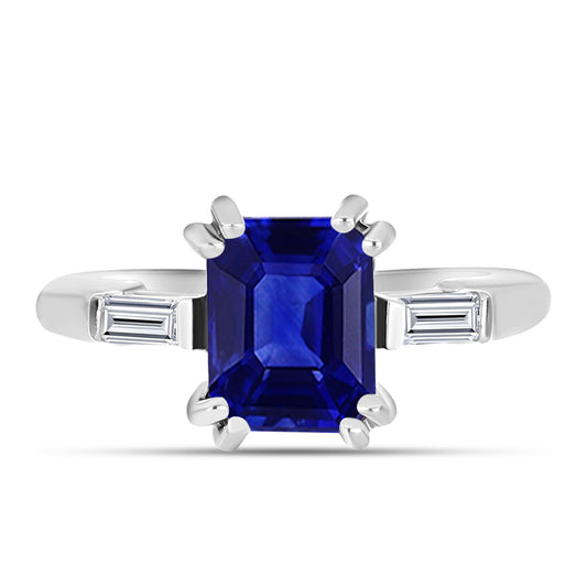 Inel din Argint 925 ( 2.54 grame ) cu Safir Albastru Australian și Topaz Alb 3.72 Carate