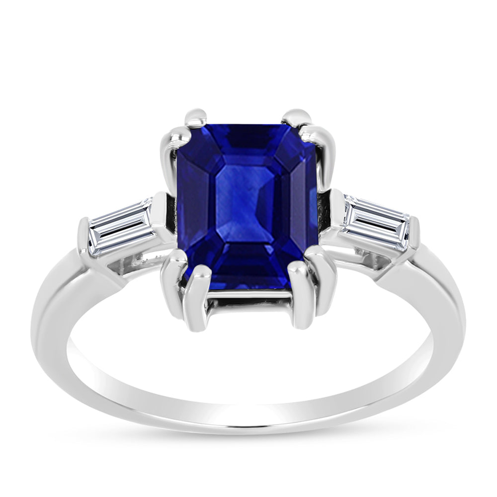 Inel din Argint 925 ( 2.54 grame ) cu Safir Albastru Australian și Topaz Alb 3.72 Carate
