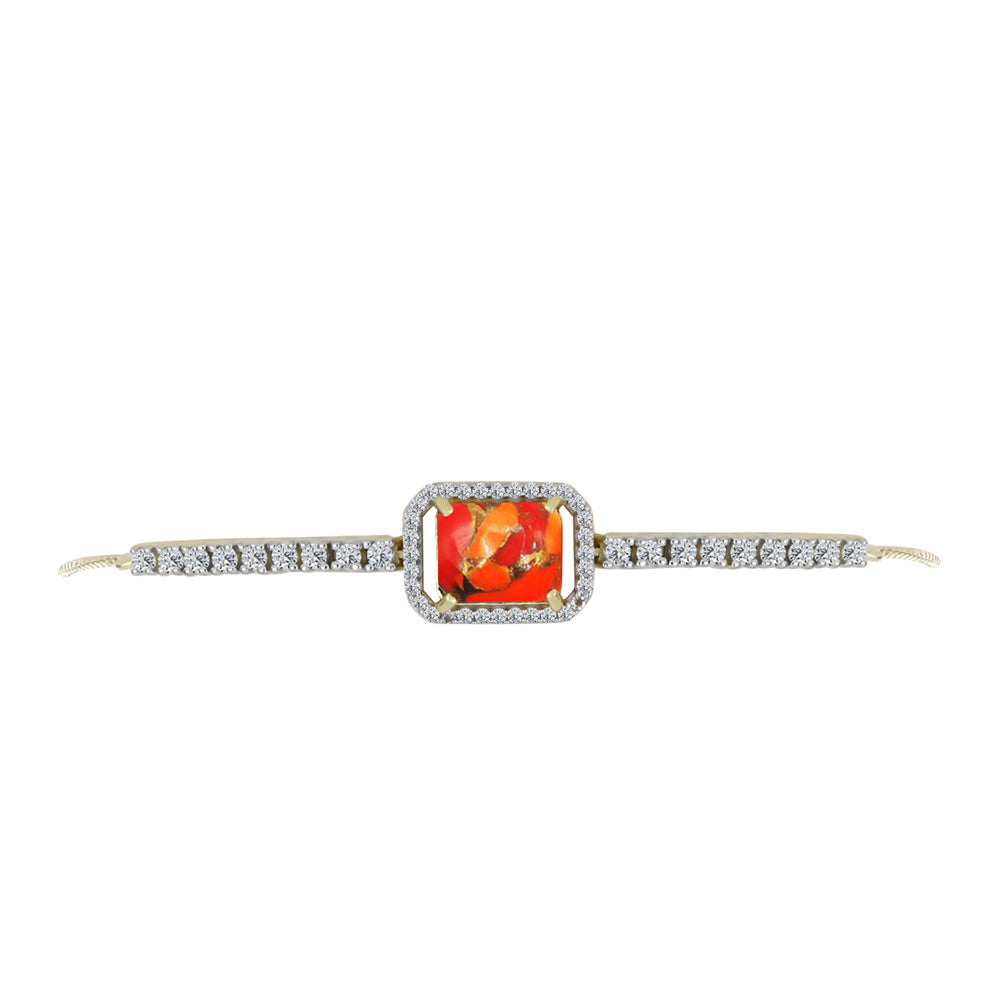 Brățară din Argint 925 Placat cu Aur ( 5.7 grame ) cu Turcoaz Mohave și Topaz Alb 3.68 Carate 2 