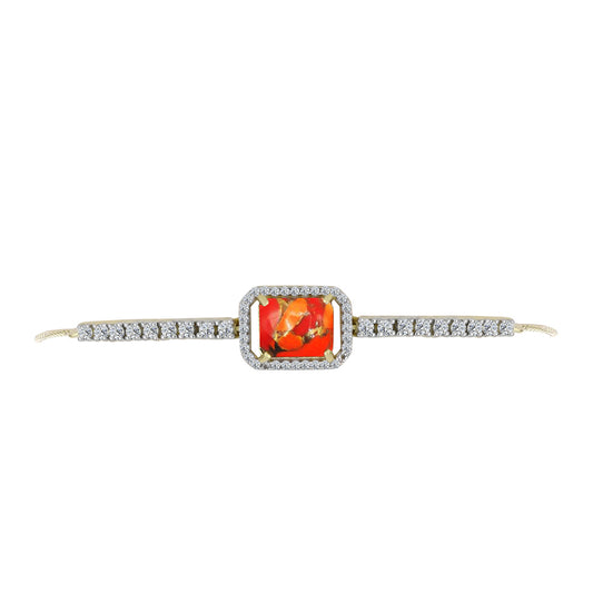 Brățară din Argint 925 Placat cu Aur ( 5.7 grame ) cu Turcoaz Mohave și Topaz Alb 3.68 Carate