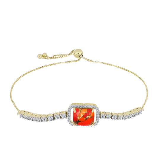 Brățară din Argint 925 Placat cu Aur ( 5.7 grame ) cu Turcoaz Mohave și Topaz Alb 3.68 Carate