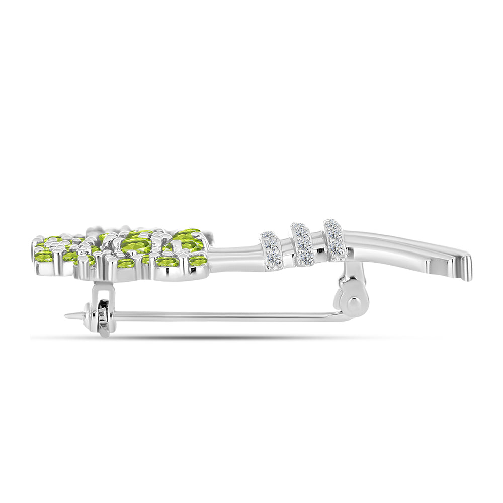 Broşă din Argint 925 ( 5.3 grame ) cu Peridot Changbai și Topaz Alb 2.22 Carate 2 