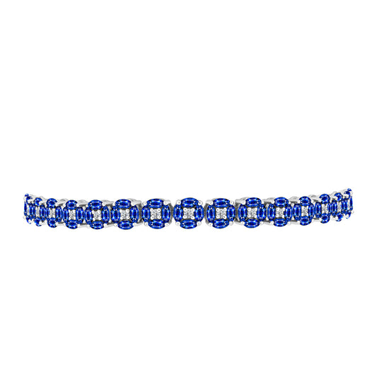 Brățară din Argint 925 ( 11.34 grame ) cu Safir Albastru Australian și Topaz Alb 9.17 Carate