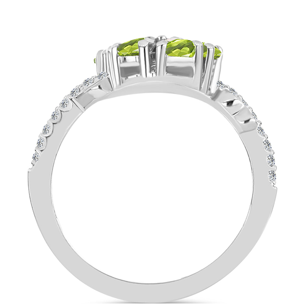 Inel din Argint 925 ( 4.28 grame ) cu Peridot Changbai și Topaz Alb 2.4 Carate