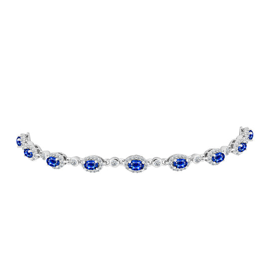 Brățară din Argint 925 ( 7.07 grame ) cu Safir Albastru Australian și Topaz Alb 4.37 Carate