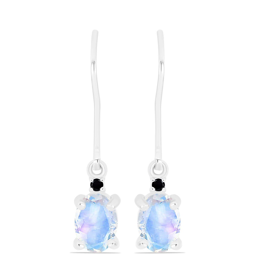 Cercei din Argint 925 ( 1.61 grame ) cu Safir Albastru Australian și Piatra Lunii Curcubeu 1.5 Carate