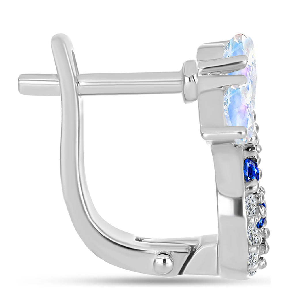 Cercei din Argint 925 ( 3.96 grame ) cu Safir Albastru Australian și Piatra Lunii Curcubeu 1.93 Carate 2 