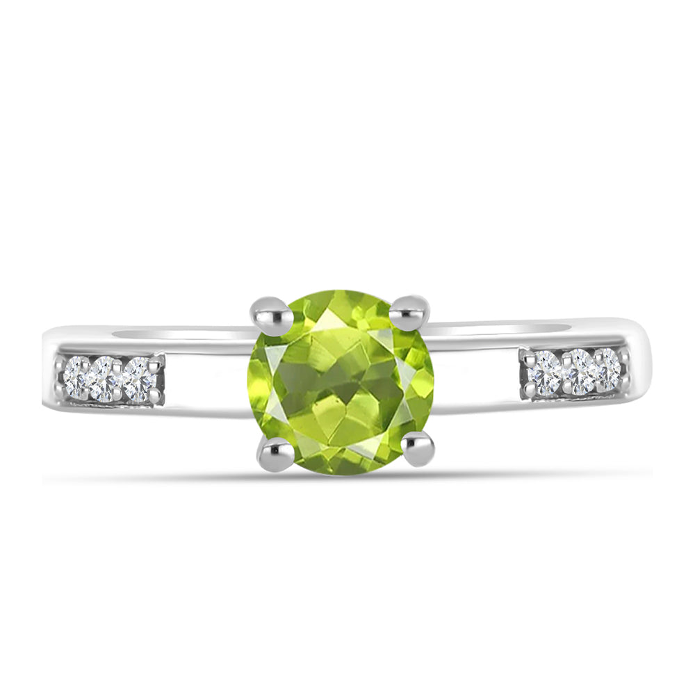 Inel din Argint 925 ( 2.89 grame ) cu Peridot Changbai și Topaz Alb 1 Carate 1 