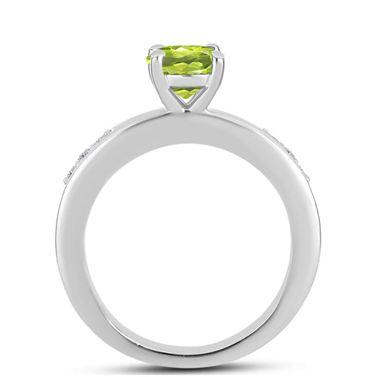 Inel din Argint 925 ( 2.89 grame ) cu Peridot Changbai și Topaz Alb 1 Carate