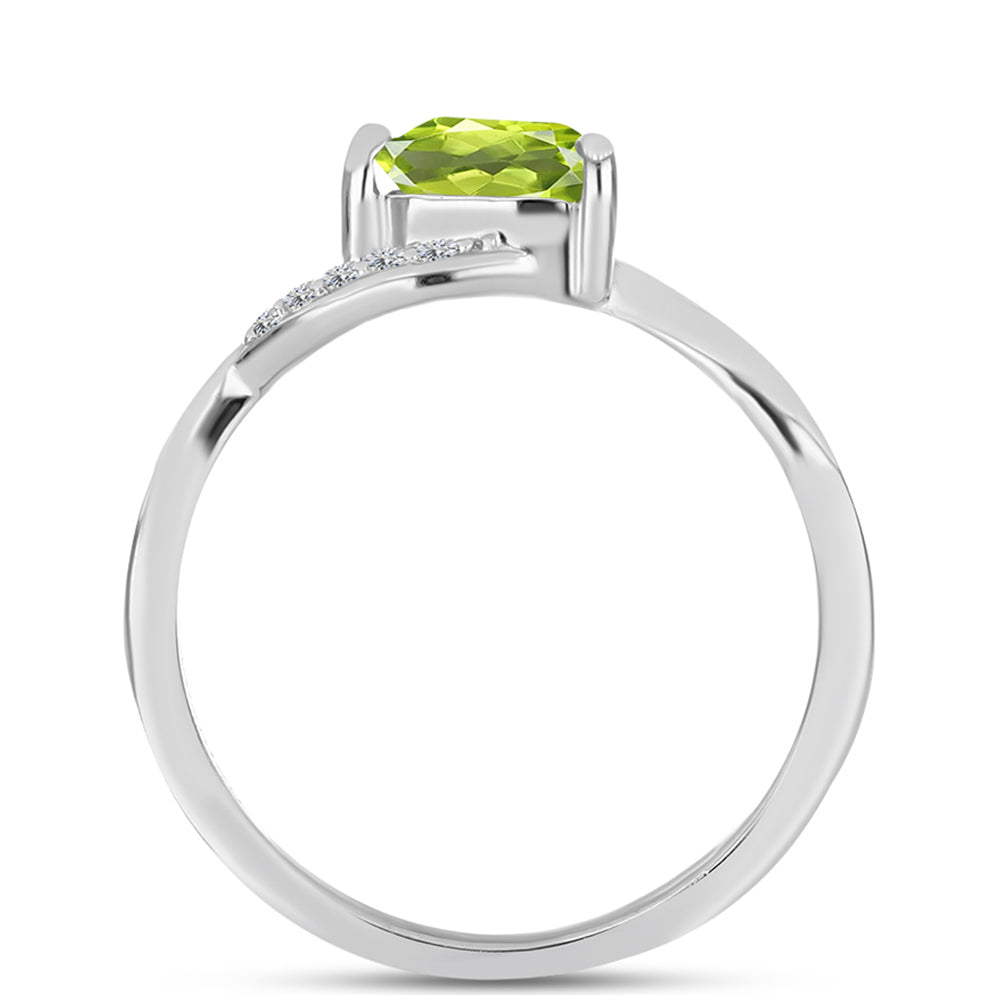 Inel din Argint 925 ( 2.02 grame ) cu Peridot Changbai și Topaz Alb 0.89 Carate 2 