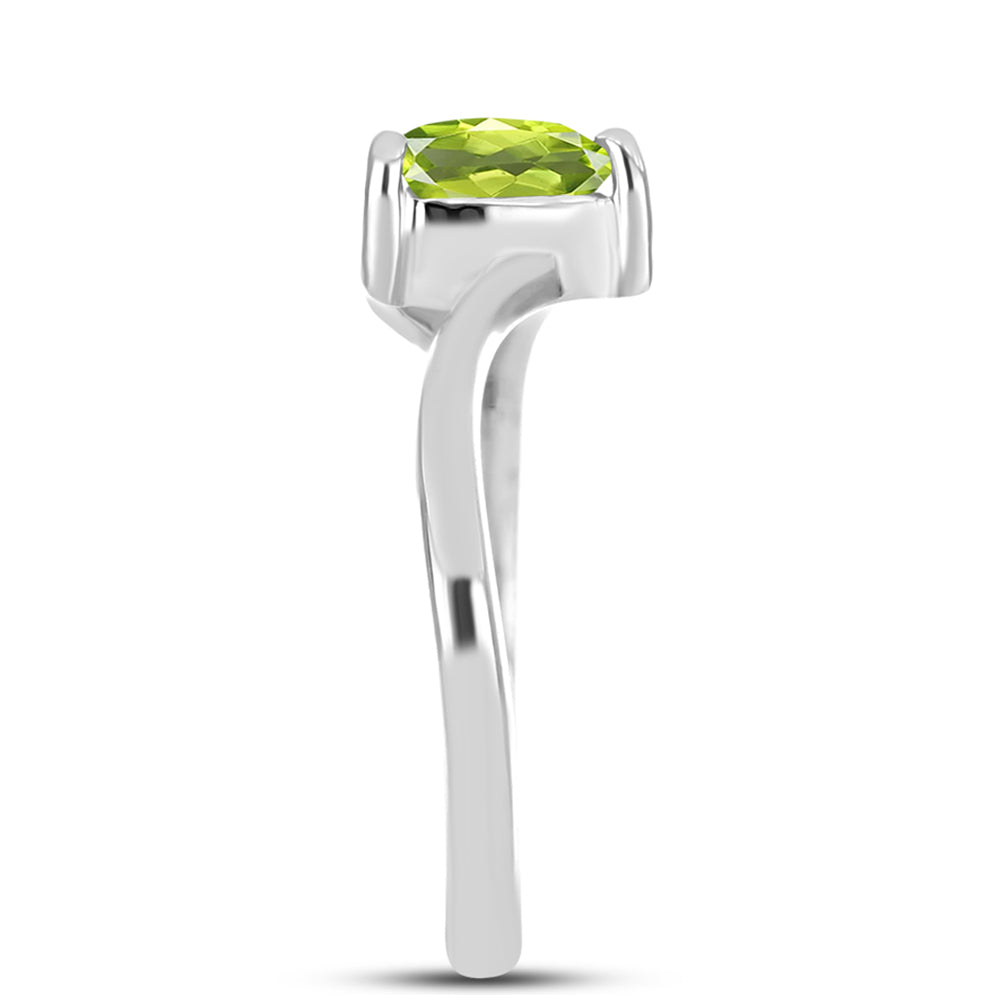 Inel din Argint 925 ( 2.02 grame ) cu Peridot Changbai și Topaz Alb 0.89 Carate 4 