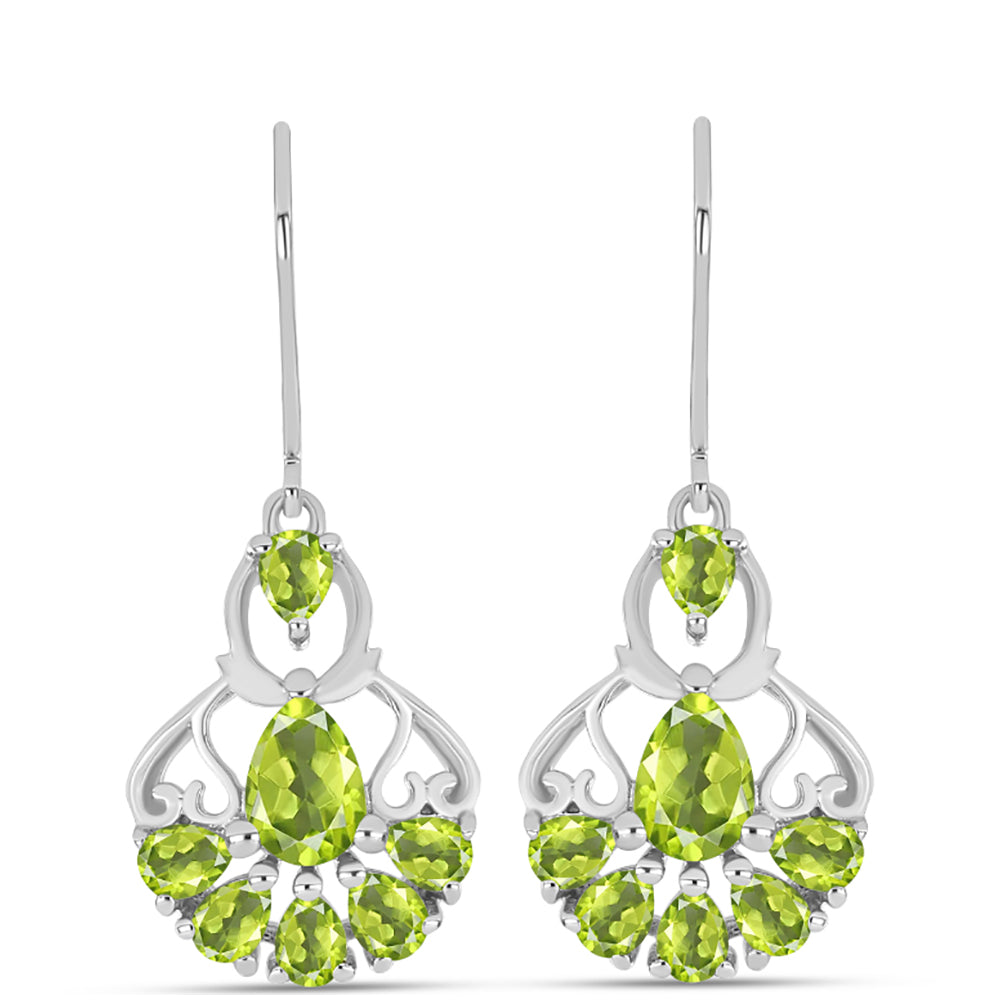 Cercei din Argint 925 ( 3.93 grame ) cu Peridot Changbai 3.49 Carate 1 