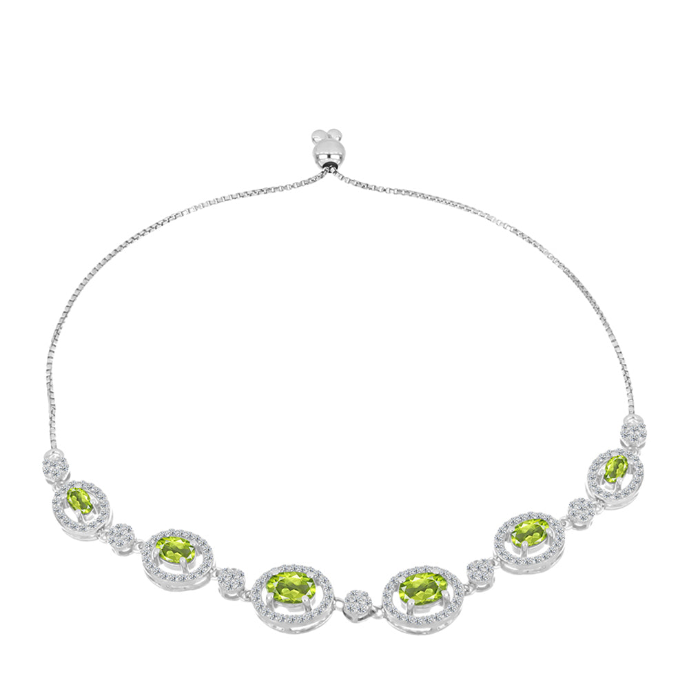 Brățară din Argint 925 ( 8.13 grame ) cu Peridot Changbai și Topaz Alb 4.67 Carate 1 