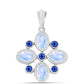 Pandantiv din Argint 925 ( 2.52 grame ) cu Safir Albastru Australian și Piatra Lunii Curcubeu 2.17 Carate