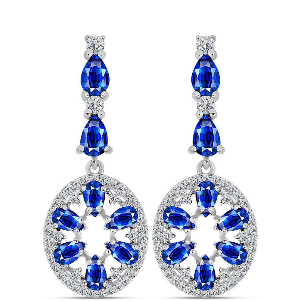 Cercei din Argint 925 ( 7.36 grame ) cu Safir Albastru Australian și Topaz Alb 7.71 Carate 1 