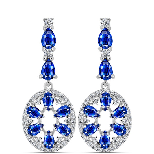 Cercei din Argint 925 ( 7.36 grame ) cu Safir Albastru Australian și Topaz Alb 7.71 Carate