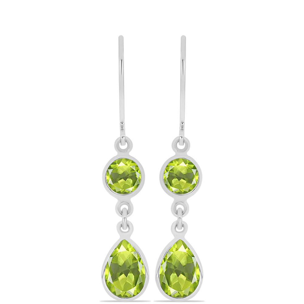 Cercei din Argint 925 ( 1.29 grame ) cu Peridot Changbai 3.17 Carate 1 