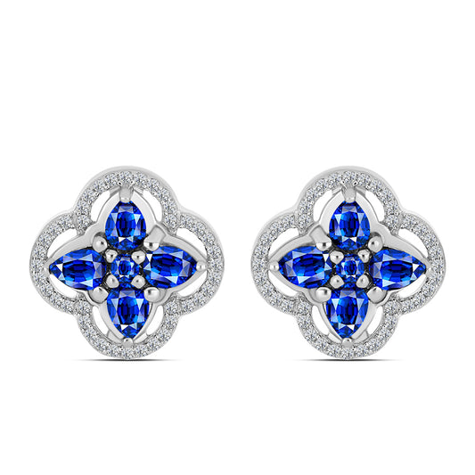 Cercei din Argint 925 ( 5.18 grame ) cu Safir Albastru Australian și Topaz Alb 2.42 Carate