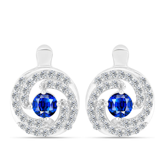 Cercei din Argint 925 ( 4.52 grame ) cu Safir Albastru Australian și Topaz Alb 1.36 Carate