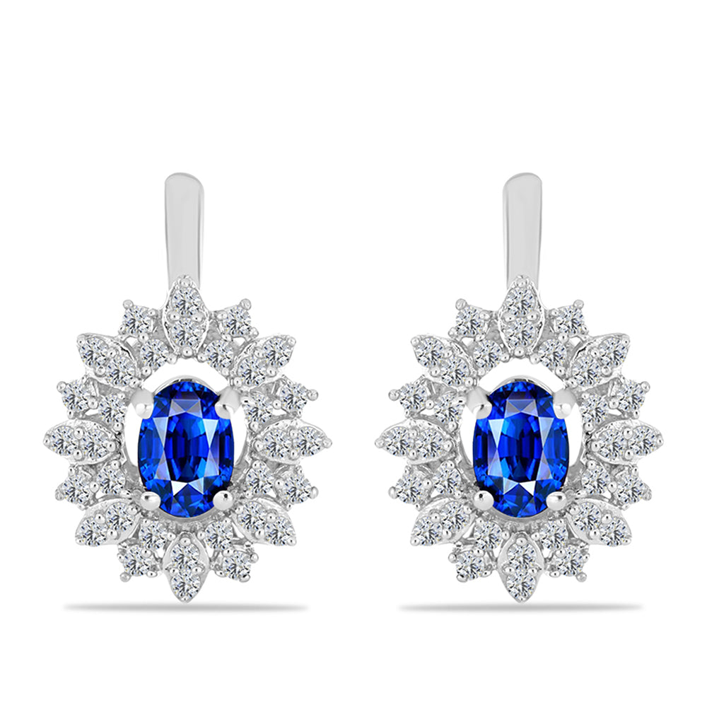 Cercei din Argint 925 ( 3.65 grame ) cu Safir Albastru Australian și Topaz Alb 1.88 Carate 1 
