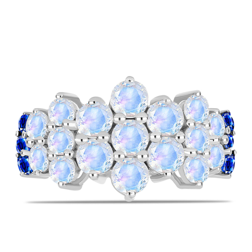 Inel din Argint 925 ( 3.17 grame ) cu Safir Albastru Australian și Piatra Lunii Curcubeu 3.21 Carate
