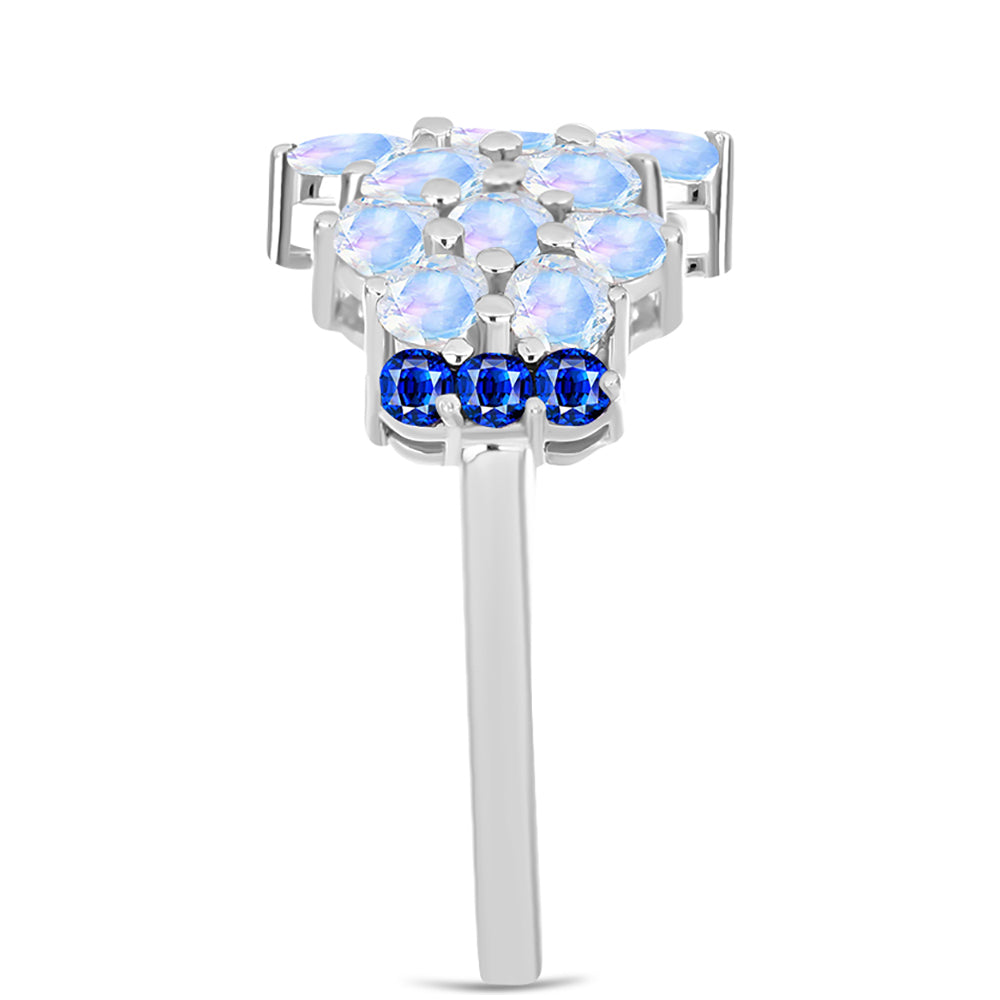Inel din Argint 925 ( 3.17 grame ) cu Safir Albastru Australian și Piatra Lunii Curcubeu 3.21 Carate 4 
