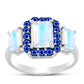 Inel din Argint 925 ( 3.03 grame ) cu Safir Albastru Australian și Piatra Lunii Curcubeu 3.6 Carate