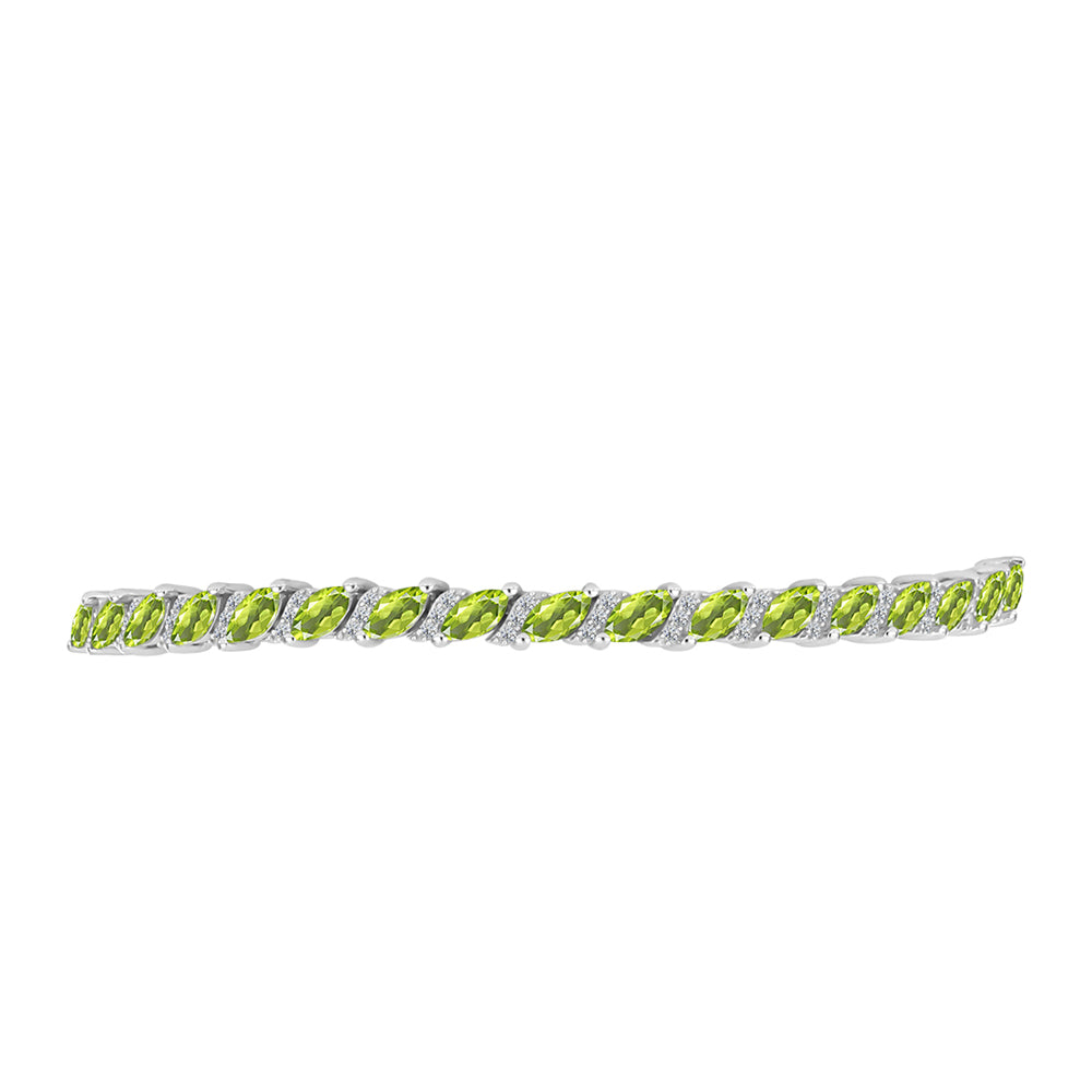 Brățară din Argint 925 ( 8.83 grame ) cu Peridot Changbai și Topaz Alb 4.86 Carate 2 