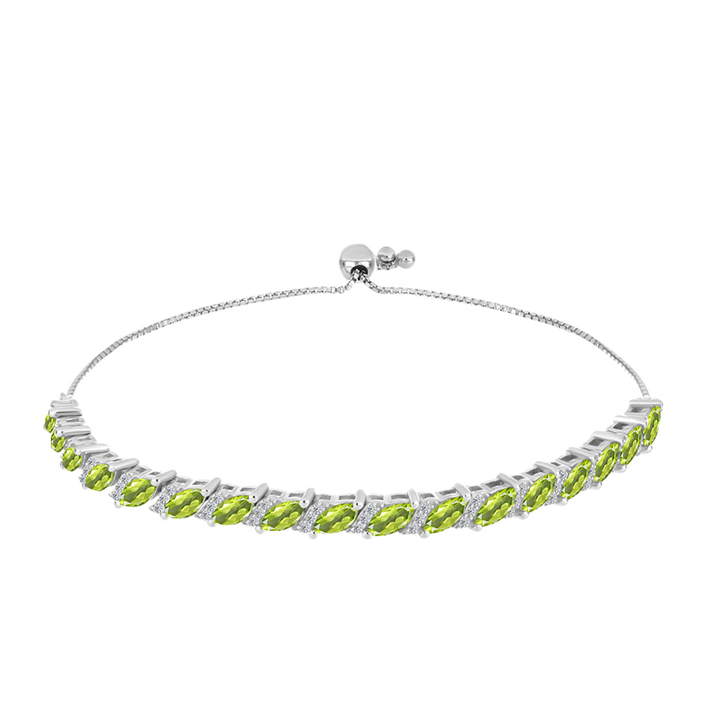 Brățară din Argint 925 ( 8.83 grame ) cu Peridot Changbai și Topaz Alb 4.86 Carate 1 
