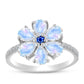 Inel din Argint 925 ( 2.97 grame ) cu Safir Albastru Australian și Piatra Lunii Curcubeu 2.63 Carate