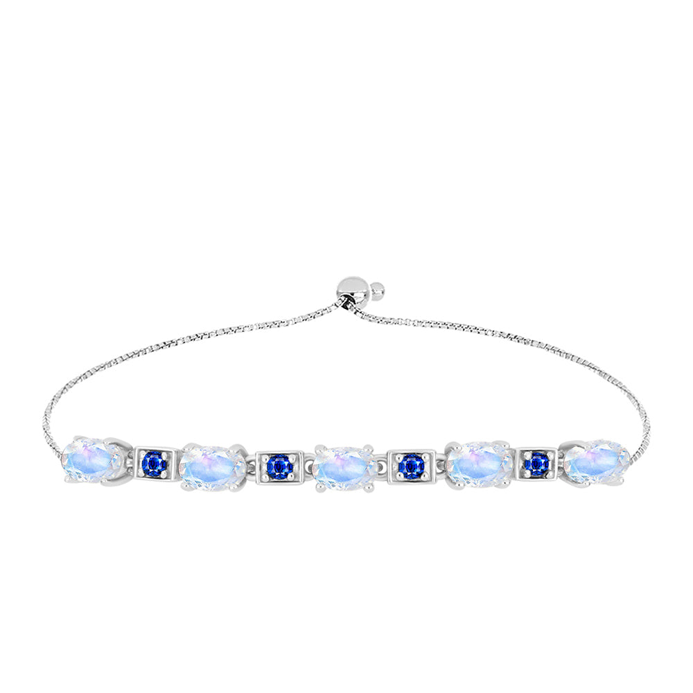 Brățară din Argint 925 ( 4.14 grame ) cu Safir Albastru Australian și Piatra Lunii Curcubeu 2.53 Carate 1 