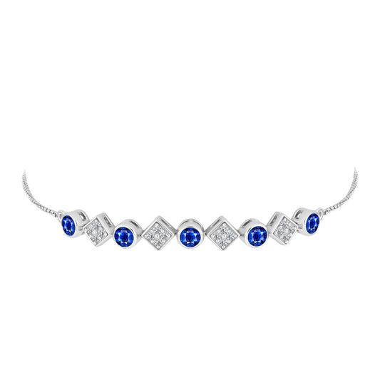Brățară din Argint 925 ( 5.31 grame ) cu Safir Albastru Australian și Topaz Alb 2.43 Carate
