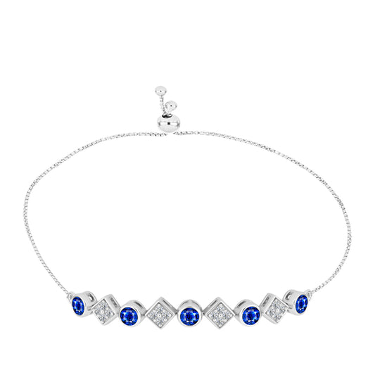 Brățară din Argint 925 ( 5.31 grame ) cu Safir Albastru Australian și Topaz Alb 2.43 Carate